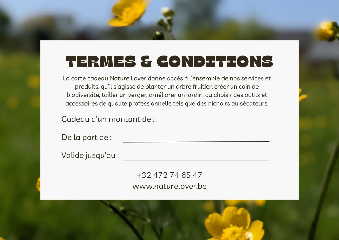 Carte cadeau – Nature Lover